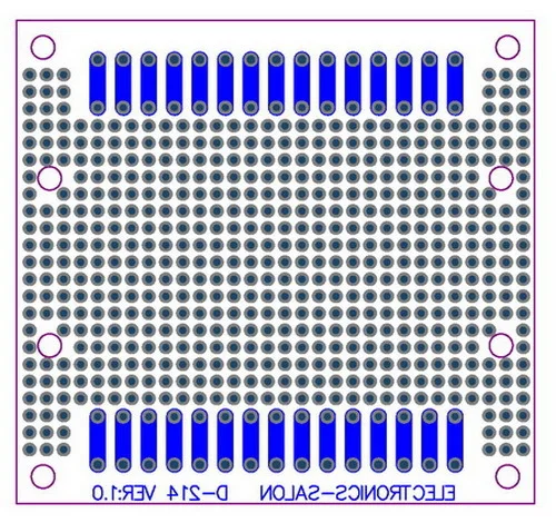 Двухсторонняя печатная плата универсальная 77.4x72мм.|double-side prototype pcb|prototype pcbdouble-sided