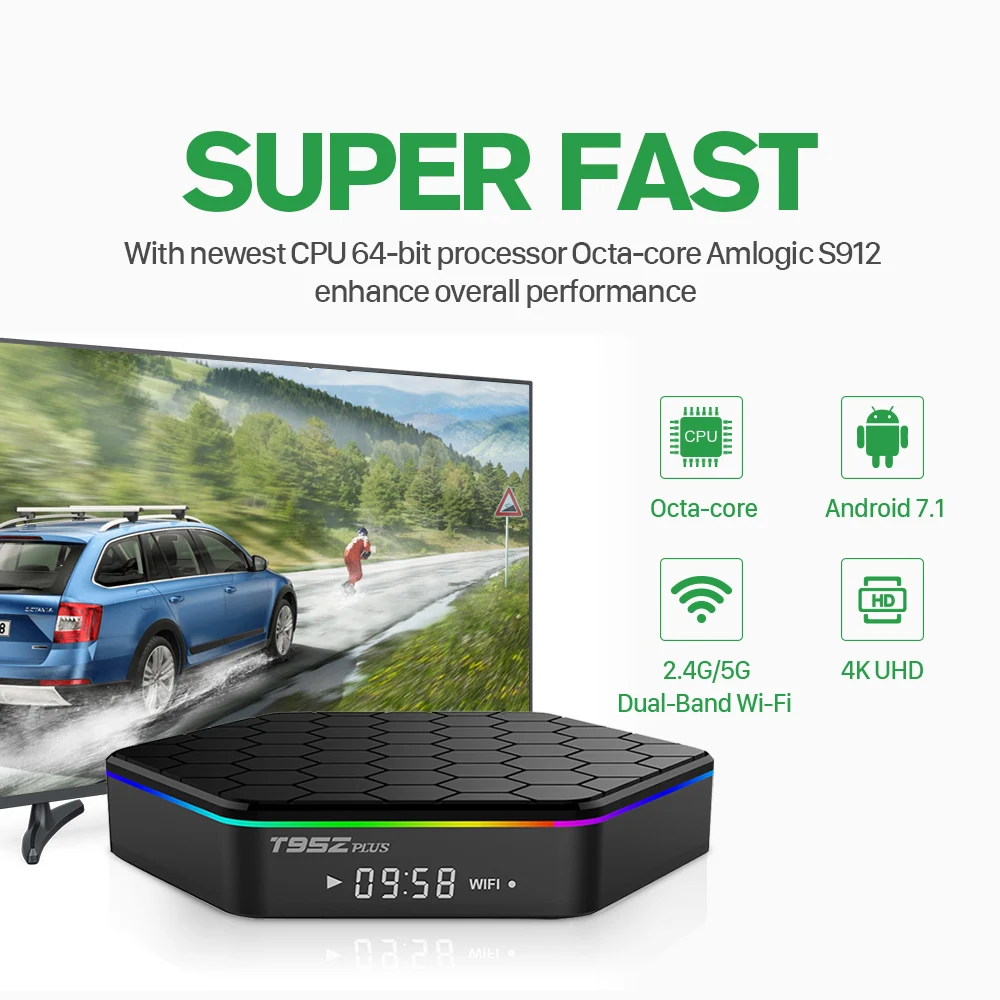 T95Z plus Smart France IPTV Box Android 7.1 S912 3GB 32GB Arabic 1 Year QHDTV Account IPTV Netherlands French Arabic Iptv Box