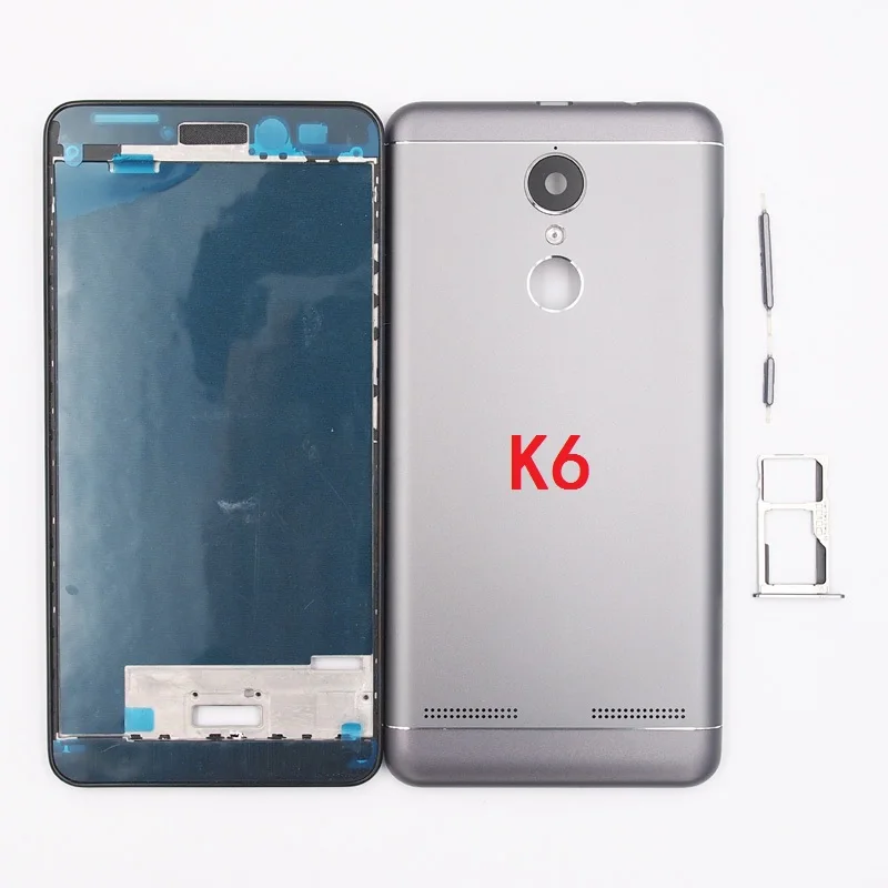 

BaanSam New Front Frame Battery Door Back Cover Housing Case For Lenovo K6 K33a48 With Power Volume Buttons+SIM Card Tray