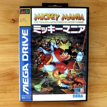 Mickey Mania 16 Bit MD Game Card with Retail Box for Sega MegaDrive & Genesis Video Game console system