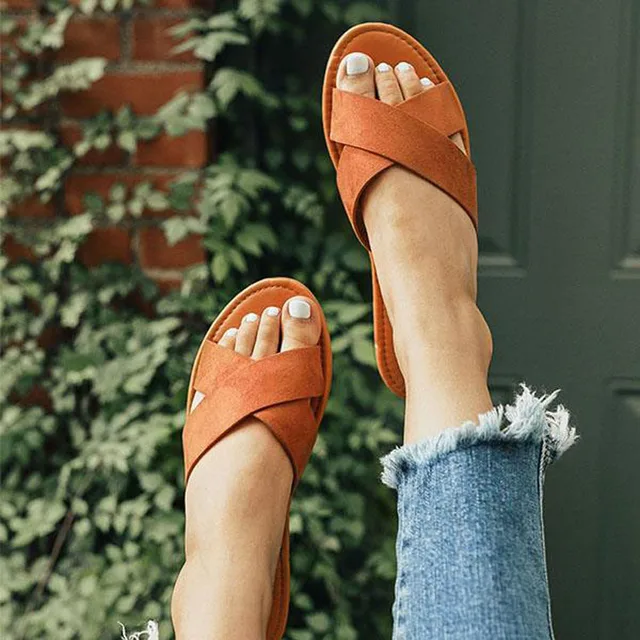 Simple Fad Summer Leopard Print Stuffies Women Casual Cross Strap Open Toe  Flat Scuff Slippers Mules Babouche Slides Shoes A696 - AliExpress Shoes