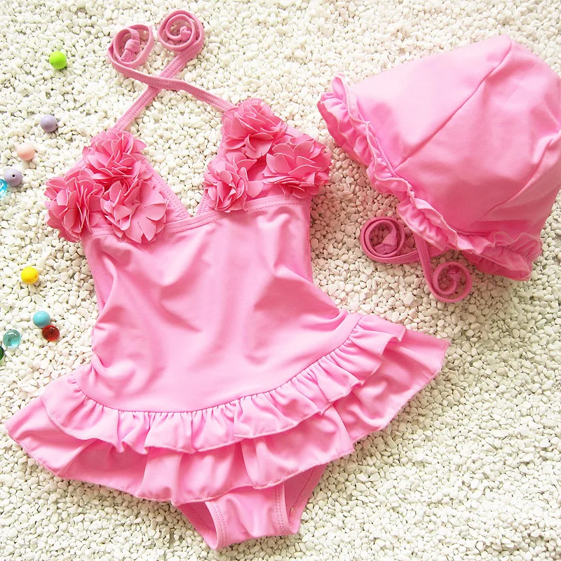

Princess Girls Swimwear One Piece Baby Kids Swimsuits Dress W/Cap Children Swimming Suits Beach Bathing Clothes 2018 CO