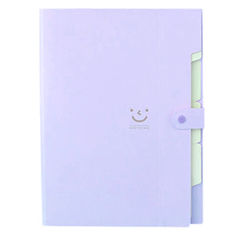 

Kawaii FoldersStationery Carpeta File Folder 5layers Archivadores Rings A4 Document Bag Office Carpetas (Purple)