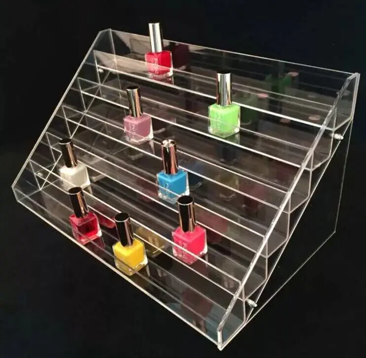 6 tiers largest acrylic clear cosmetic display shelf , clear acrylic
