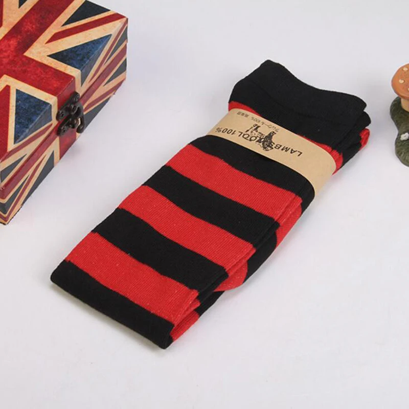Over Knee High Striped Stockings For Women Girls Lovely Elastic Warm Long Stockings Black Red White Green for Party Christmas