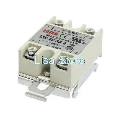 

25A Gray Metal Base Solid State Relay DIN Rail Mount SSR-25DA-H Input DC 3-32V