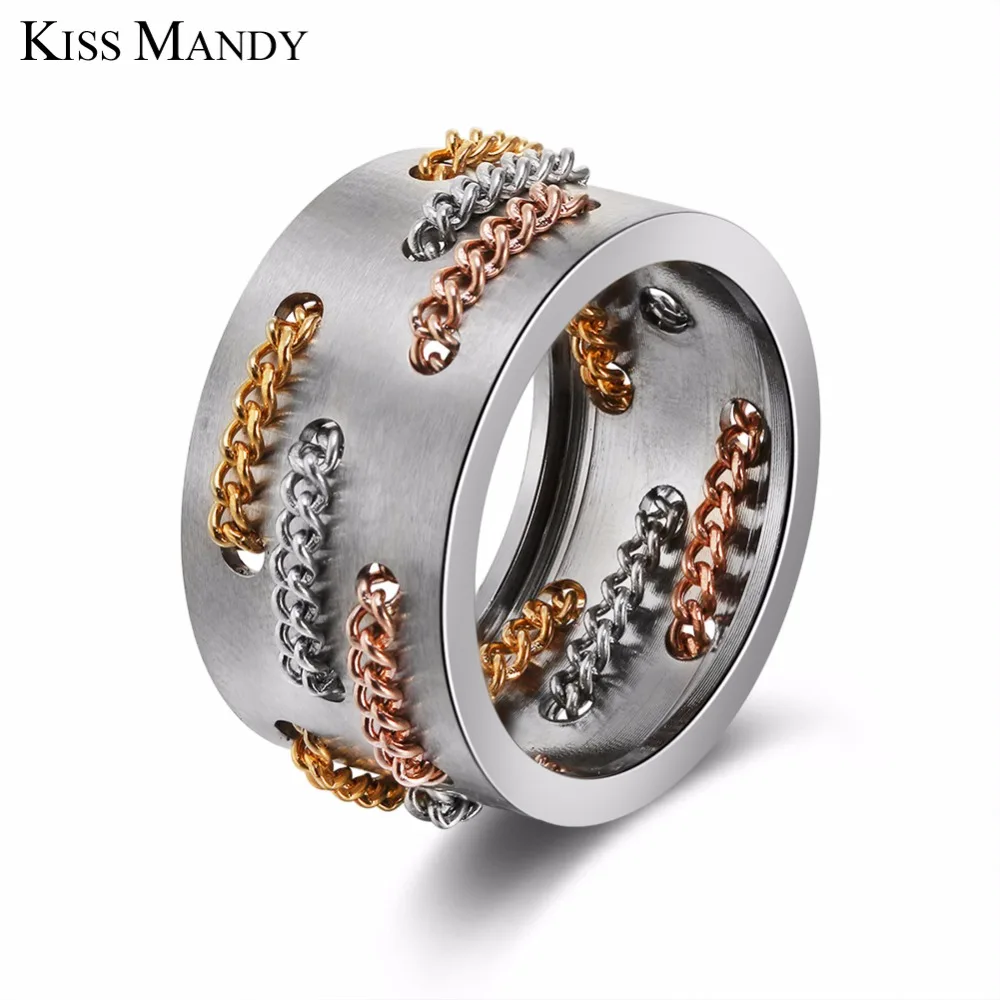 Кольцо из нержавеющей стали KISS MANDY модное кольцо цепочка в стиле панк титановое