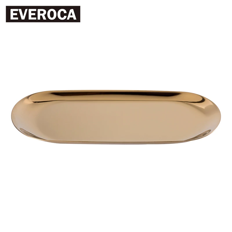 Everoca овальная латунная металлическая нержавеющая сталь для хранения чайный поднос и декоративные украшения тарелка для хранения фруктового торта металлическая тарелка