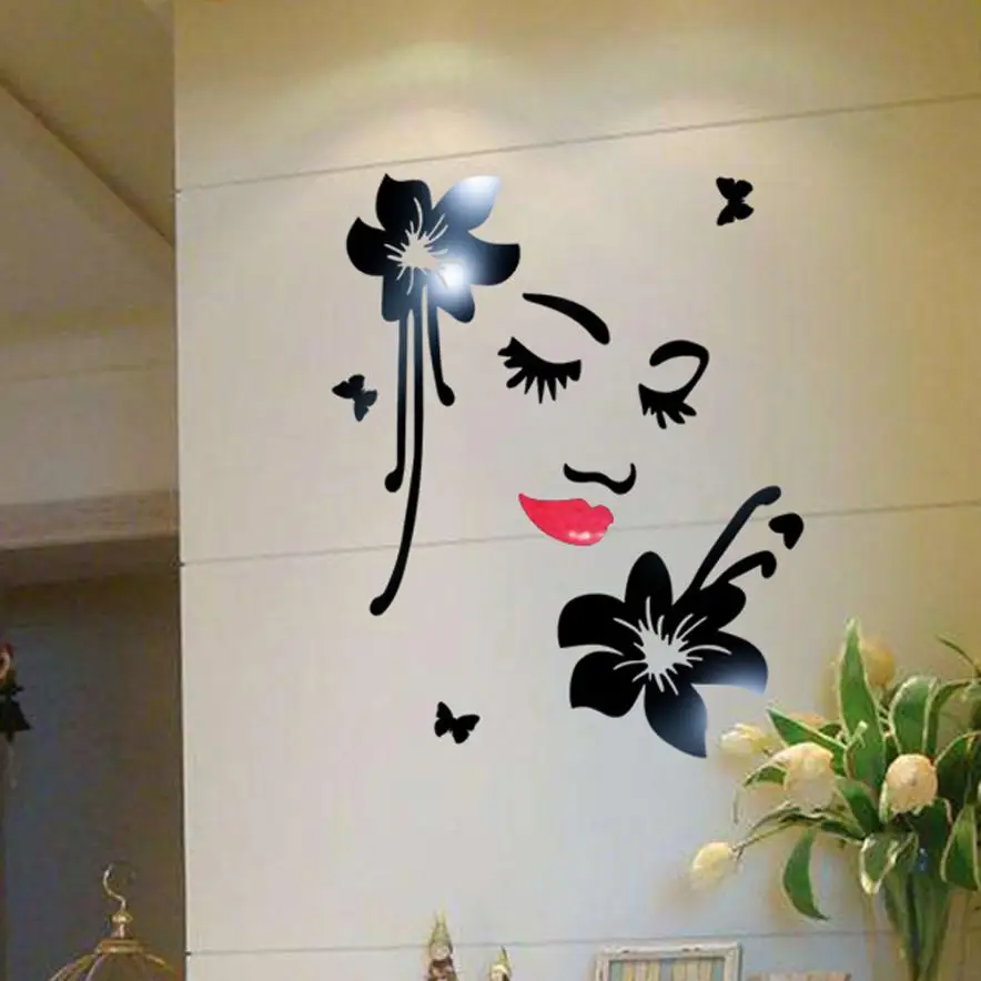 Home Decor 3D DIY Specchio акриловые Стикеры современный Стикеры s стены Стикеры дома Deco mirror AU10