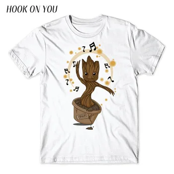 2017 Free Shipping New Guardians of the Galaxy Groot Grow Strong Men T-Shirt Groovy Baby Groot Print T Shirt Original Design Top