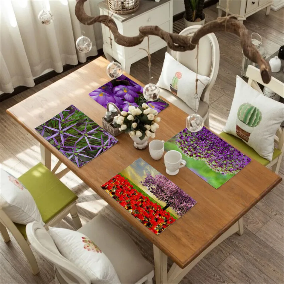 Pastoral Flower Pattern Table Mat Drink Coasters Polyester Cotton
