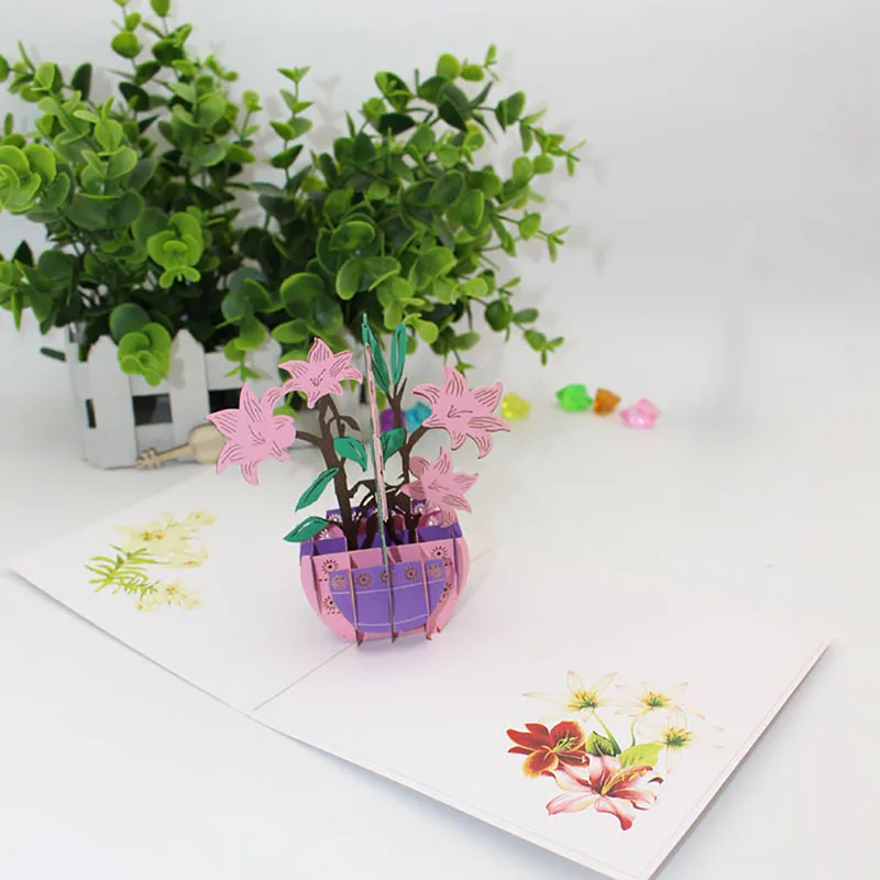  3D Handmade Color Printed Perfume Lily Valentine's Day Paper Invitation Greeting Cards Father's Mot - 33005925924