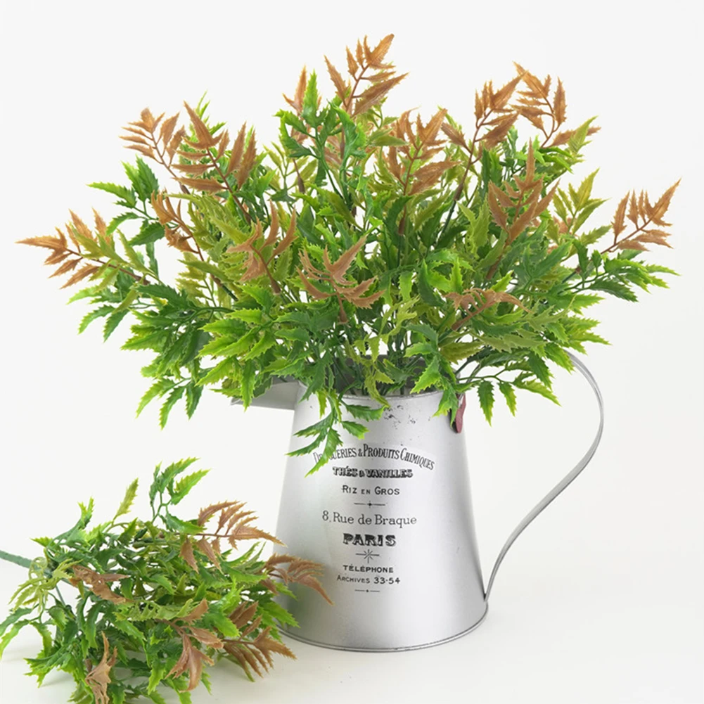 

6 Forks Artificial Plants Simulation Green Grass Leaf Autumn Pteris Fern Leaves Home Table Garden Wall Wedding Decoration