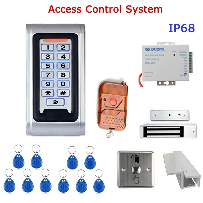 Полный RFID считыватель двери Система контроля доступа комплект Электрический магнитный замок + блок питания + входная клавиатура + пульт