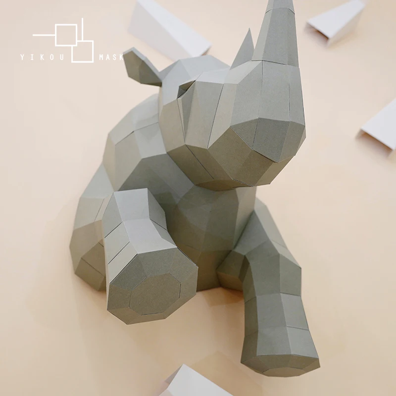 

Industrial loft creative home model rhino three-dimensional wall stereo device hand-diy paper art home decoration accessories