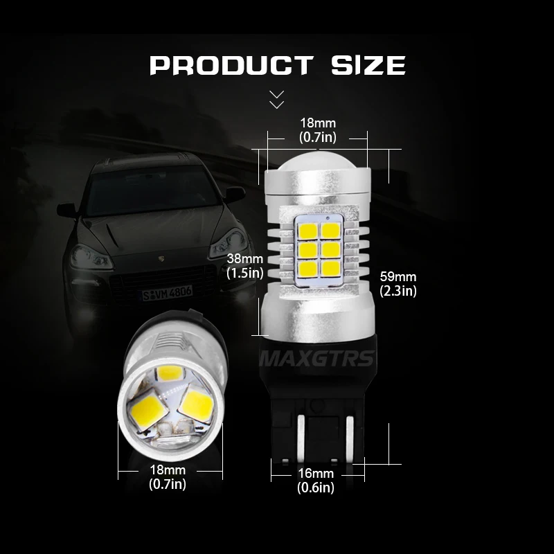 2x теплый белый высокой Мощность 7443 T20 W21/5 Вт 2835 21SMD светодиодный Авто сигнала поворота Стоп-сигнал лампы, работающего на постоянном токе 12 В в парковка светодиодный s Задние огни