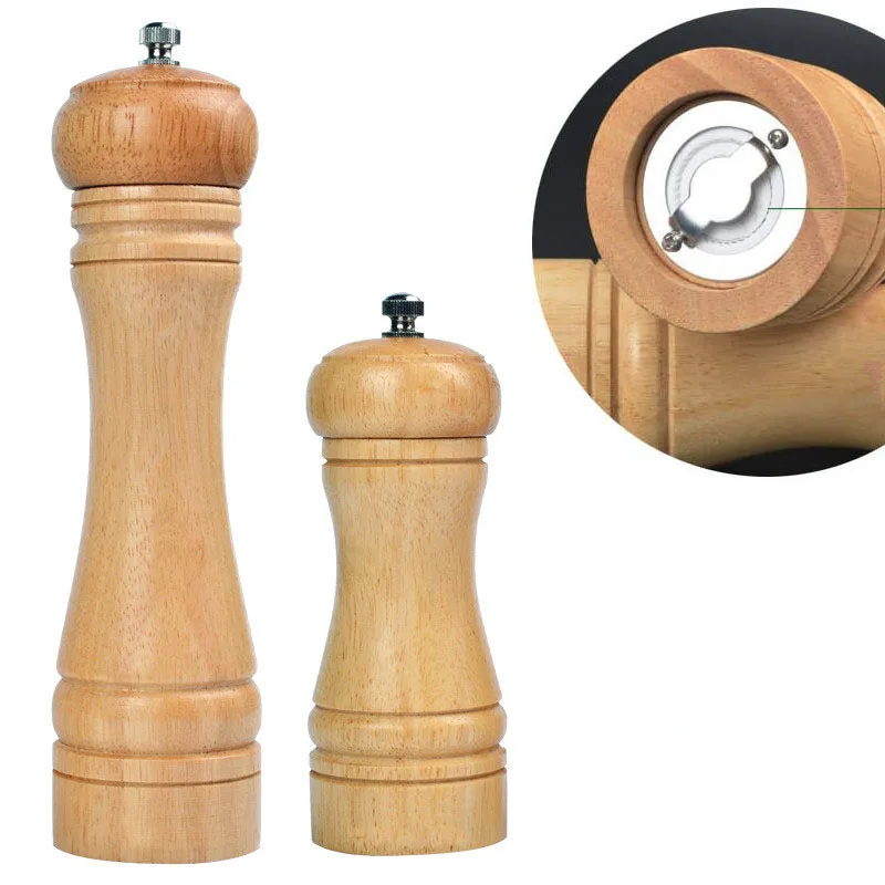 2 pieces/set Wood Pepper Mill 5 inch and 8 inch Salt and Pepper Shakers