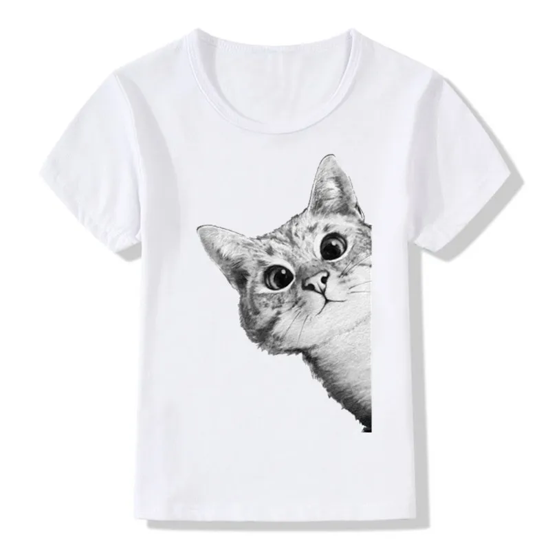 

2018 Cool Print Sneaky Cat Cute Children Kids T Shirt Boy Girl Baby Summer Short Sleeve Funny Cool Casual Great Tops Tee,HKP2318