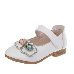 HaoChengJiaDe белые детские цветы девочки дети кожа принцесса платье обувь для вечерние и свадьба танцевальная обувь новая