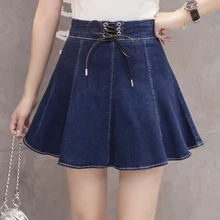 Дневники Кэрол летние Высокая Талия Джинсовая юбка Для женщин платье трапециевидной формы плиссированные мини-юбки Harajuku Faldas Mujer короткие Jupe Saia
