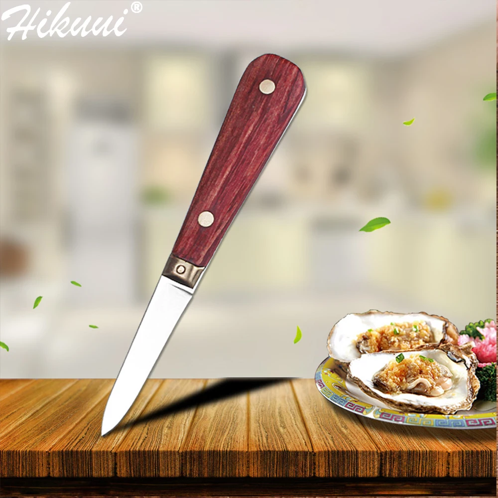 

1pc Oyster Knife Kitchen Seafood Tool Rosewood Handle Stainless Steel Raw Shell Knife Shellfish Opener Tool Tea Knife