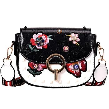 

2019 Summer Fashion new Women Bag Leather Handbags PU Shoulder Bag Small Flap Bags Embroidery Crossbody for Women Messenger Bags