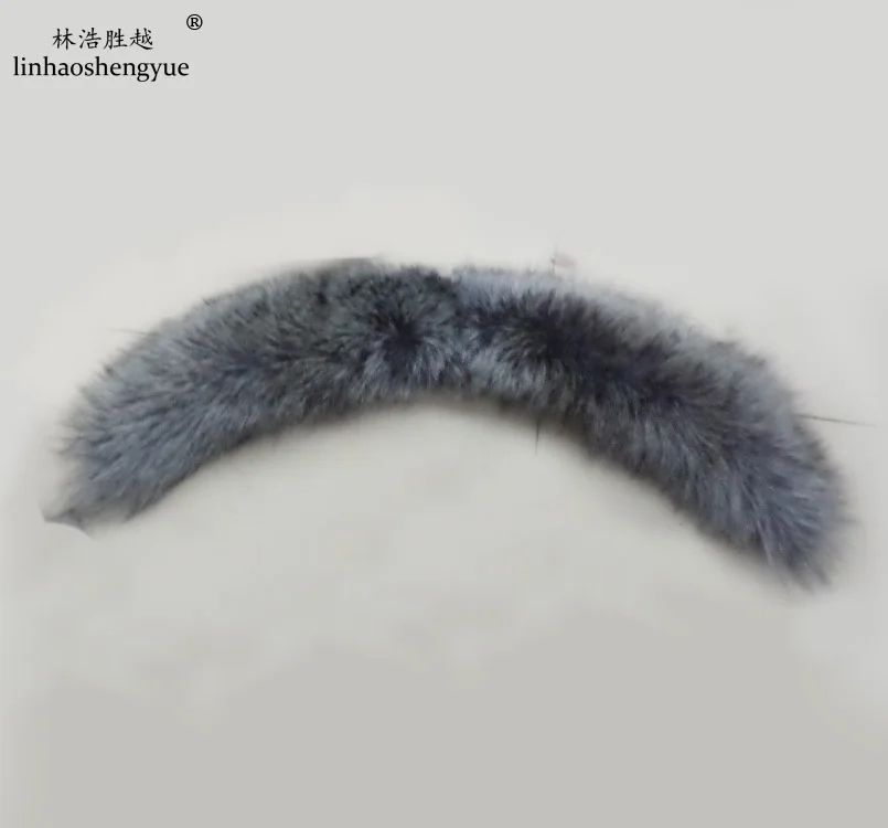 US $30.42 Linhaoshengyue 80cm Silver Fox Fur Long Horns Collar Real Fox