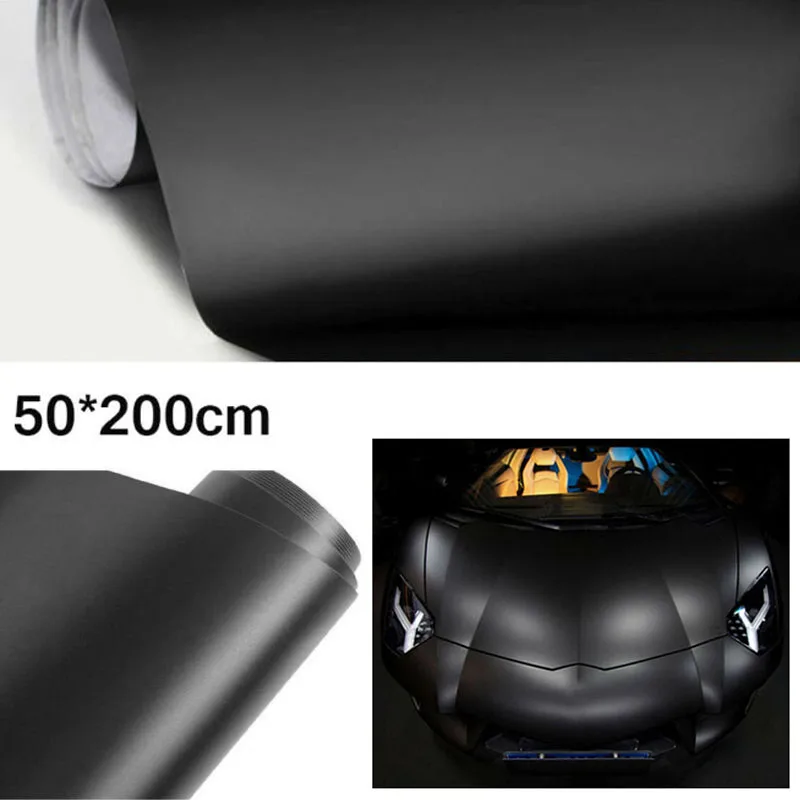 

1* Black Brushed Flat Matte Vinyl Wrap Film Auto Sticker Air Release Decal Set