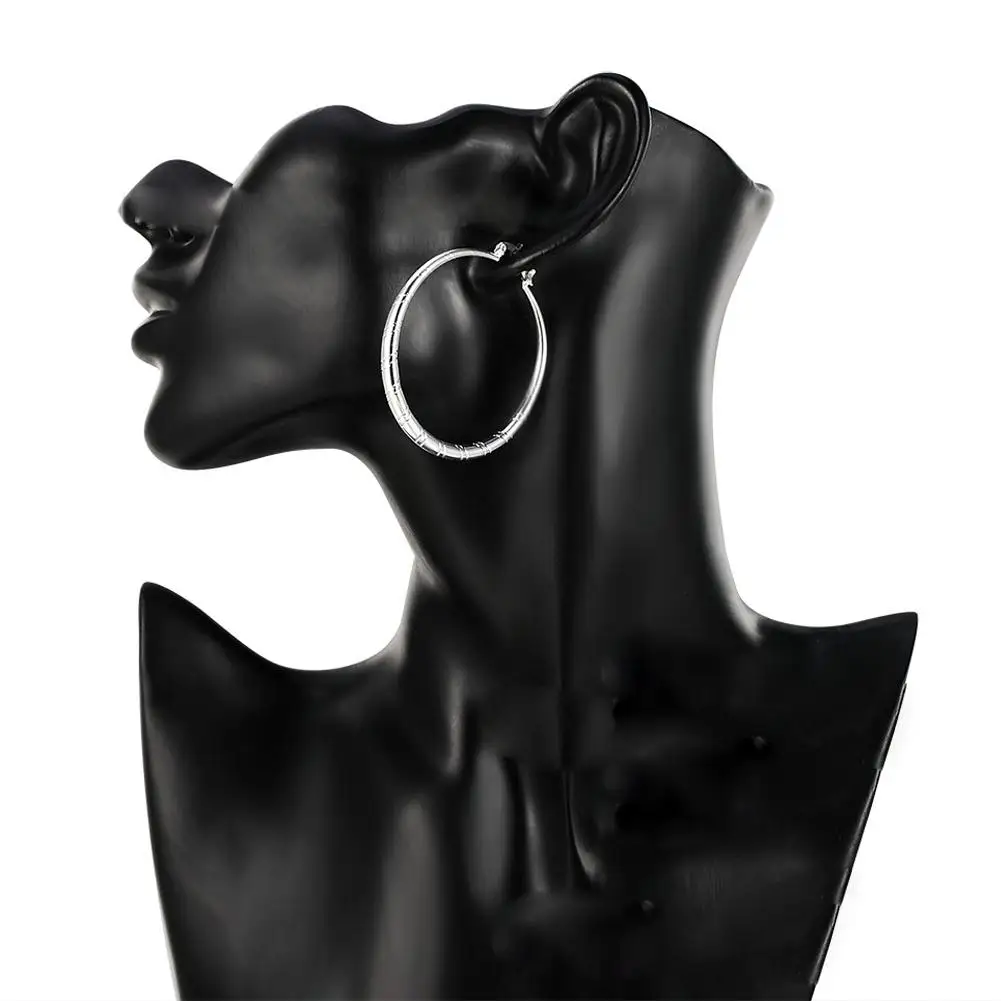 

Ring For Women Line Pattern Plated Geometric Big Circle Hoop Earrings Jewelry