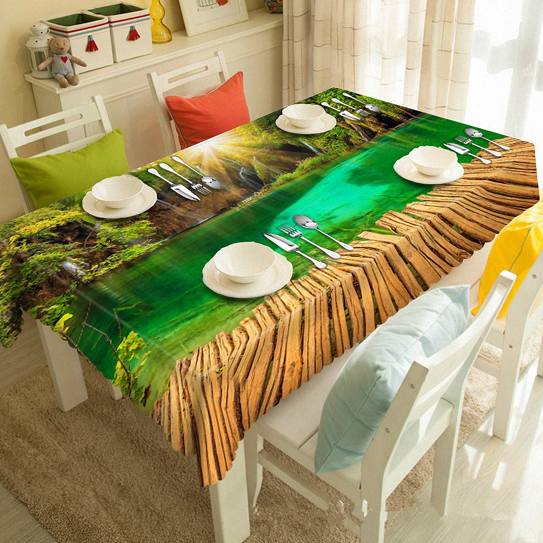 3D Nature Floral print Tablecloth New Home Kitchen Dinner Decor Table Top cover