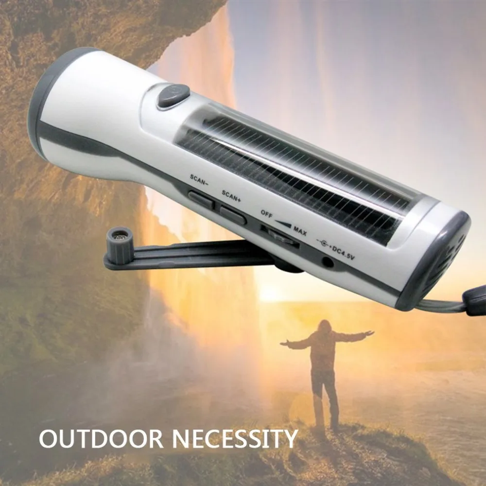 Высокое качество на открытом воздухе солнечный фонарик FM радио USB фонарик рукоятка Мощный фонарик серый аварийное светодиодное освещение