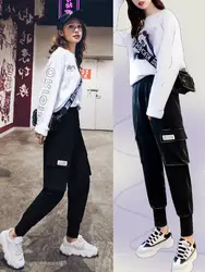 Модные Высокая Талия Брюки женские тренировочные брюки в Корейском стиле Штаны брюки женские брюки для бега с пышной юбкой Штаны
