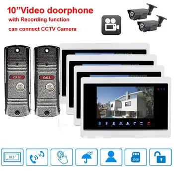

XinSiLu New Intercom System 10.1"Luxury Video Door Phone Touch-Key Monitor w/t SD Card Slot,Can Connect 2-Way CCTV Camera 2to4