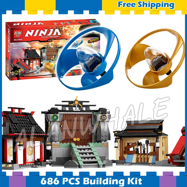 

686pcs Ninja Airjitzu Battle Grounds Temple House 10527 Model Building Blocks Children Assemble Toys Bricks Compatible With lego