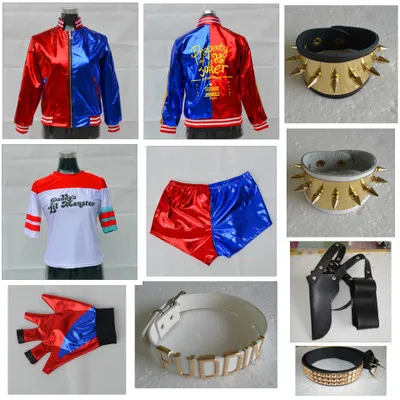 

Suicide Squad Harley Quinn Anime Cosplay Costume Halloween Costume Cosplay Accessories Jacket T-shirt Shorts Gloves Wristguards