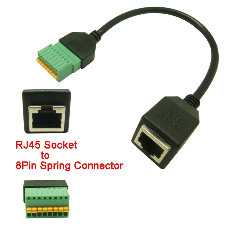 

1pcs RJ45 female cable RJ45 8p8c plug to 8 pin terminal RJ45 to terminal block adapter RJ45 Female to spring connector