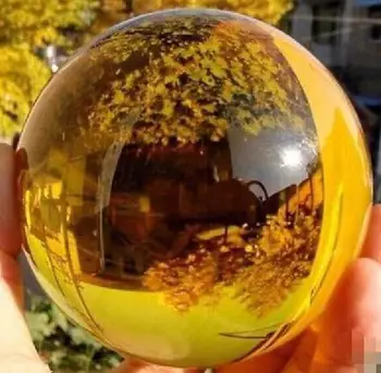 

Free Shipping>ASIAN QUARTZ CLEAR CRYSTAL BALL SPHERE 80MM + STAND Yellow