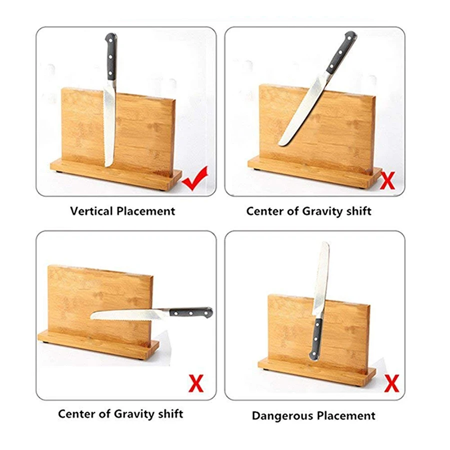  Bamboo Magnetic Knife Block Kitchen Knife Holder Knife Storage Organizer Double side super magnetic - 32969252427