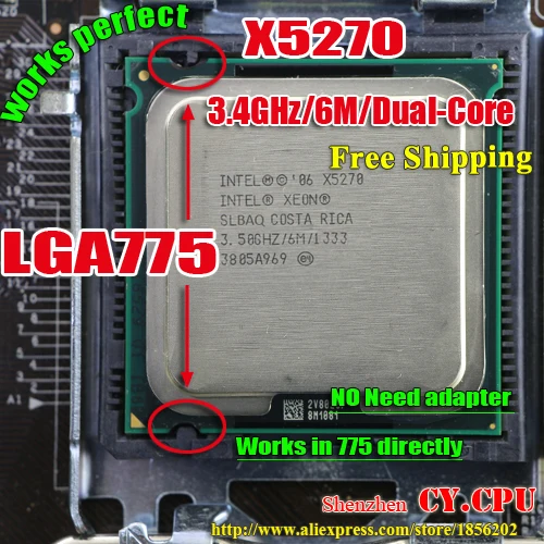 INTEL XEON X5270 3,5 GHz/6 M/1333 Mhz/cpu равный LGA775 двухъядерный процессор E8600 E8500 E8400, работает на материнской плате без адаптера