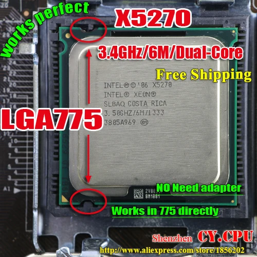 

INTEL XEON X5270 3.5GHz/6M/1333Mhz/CPU equal to LGA775 Dual-Core E8600 E8500 E8400 CPU,works on mainboard no need adapter