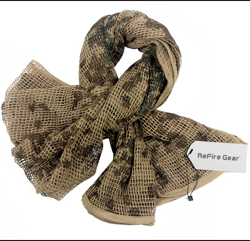 ReFire Gear Arab Military Tactical Mesh Scarf Men US Army Soldiers Combat Camouflage Scarves Conceal Camo Shawl Veil Scarf 190cm mens head wrap bandana