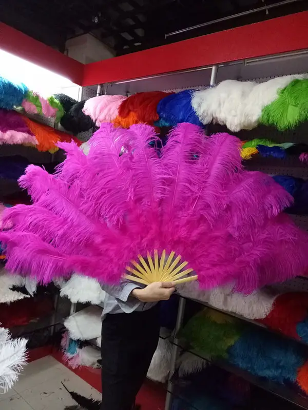 12 костей высокое качество страусиные перья танцевальные балетные вечерние украшения на Хэллоуин очень большие страусиные перья веер - Цвет: Rose