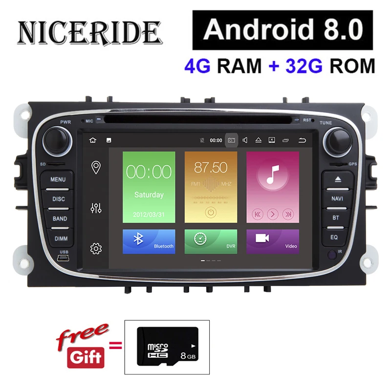 Perfect Touch SCREEN 4G android 8.0 2 din Car multimedia Player for FORD FOCUS Mondeo S-MAX C-MAX Galaxy kuga GPS stereo BT Wifi 8