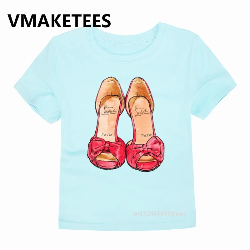 Коллекция года, детская винтажная Красная футболка с принтом в стиле Парижа летняя забавная футболка для маленьких мальчиков и девочек детская одежда на высоком каблуке HKP5273A