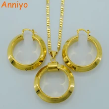 Anniyo Африканский Ювелирные наборы круглый цепочки и ожерелья Серьги Золото Цвет/медь для женщин Арабский#035106