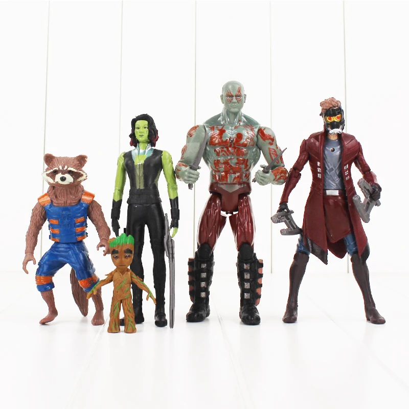 

5pcs/set Guardians Galaxy Baby Tree Man Gamora Drax the Destroyer Rocket Raccoon Marvel PVC Action Figure Model Toys
