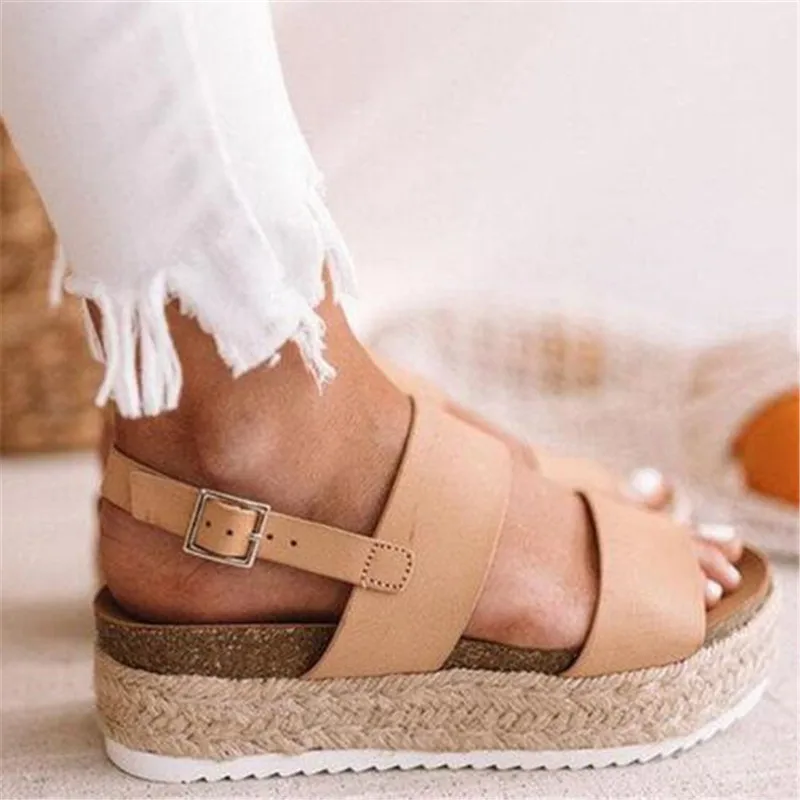 

2019 summer women shoes wedge Ankle Strap platform women's sandals #QJB-851