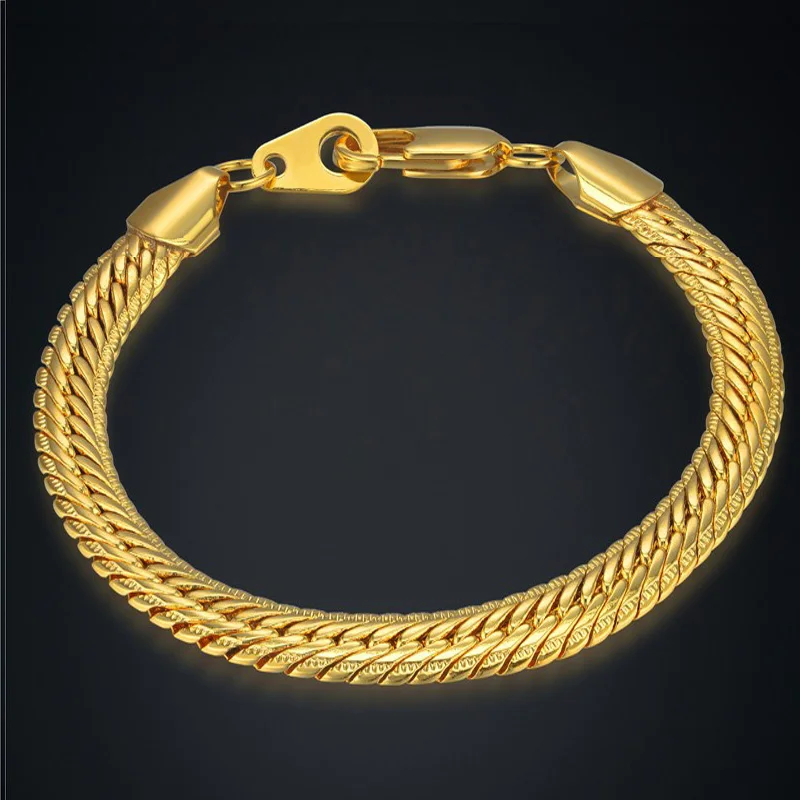 

Bracelet Jewelry Wholesale Braslet For Man Vintage 8MM Silver/Gold Color Snake Chain Link Bracelets For Women/Men Gift