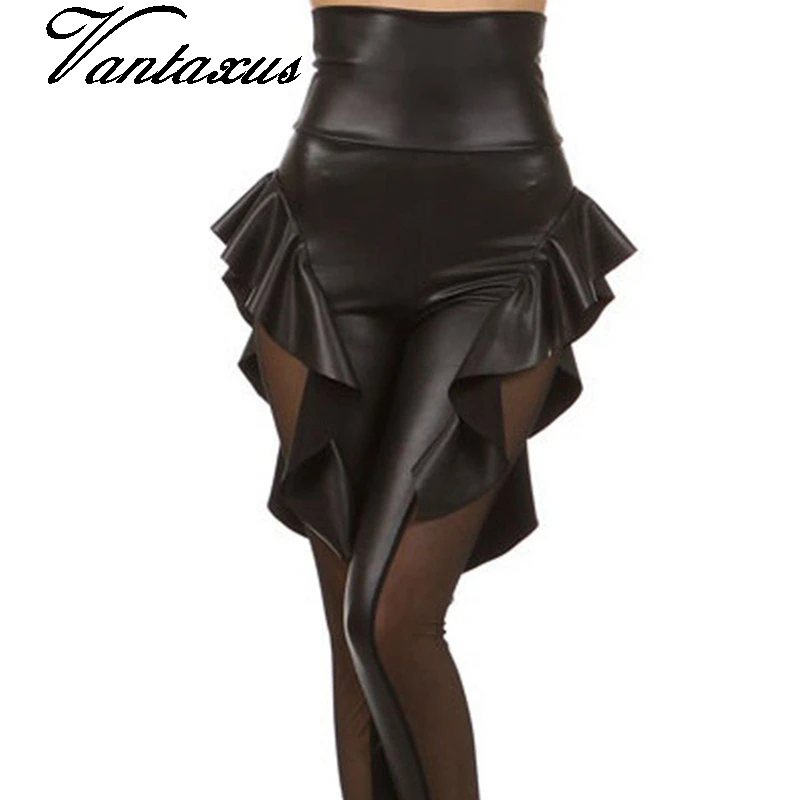 

high waist sexy faux leather leggings women Large size Gothic black pant Nightclub jumpsuit lady Gril Punk Catsuit party pants