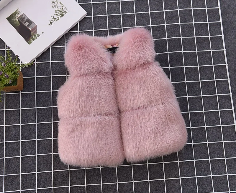 Roupas de Pele Crianças sem Mangas Anos de Idade Novo Bebê Menina Inverno Artificial Colete Cabolsas Quente Jaqueta Princesa Outerwear 2-10 35 artificial colete casacos colete quente crianças sem